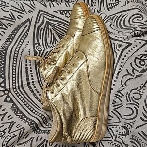 Studio Pollini Metallic Gold Women's High Top Sneakers Size 39